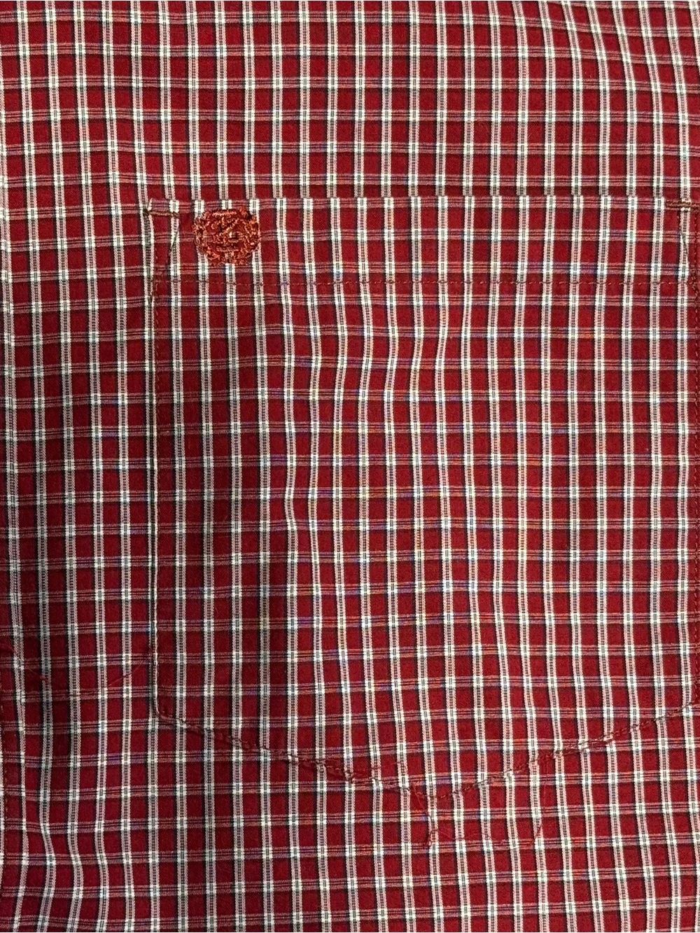IZOD Men’s XL Button Down Shirt Red White Gingham Plaid Long Sleeve Cotton Blend